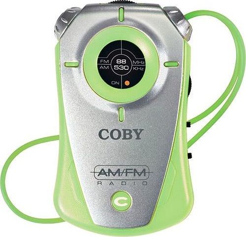 Coby CX71GN Mini AM/FM Pocket Radio with Neck Strap, Sensitive AM/FM tuner, 3.5mm headphone jack, Ultra slim compact design, Sensitive AM/FM tuner, DBBS - Dynamic Bass Boost System, Lightweight Stereo Earphones included, LED power on/off indicator/Built in belt clip, Green Finsih, UPC 716829107140 (CX71GN CX-71-GN CX 71 GN CX71 CX-71 CX 71)