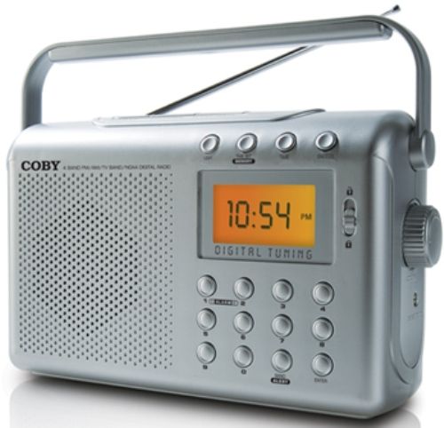 Coby CX-788 Digital AM/FM/TV/NOAA Radio, Digital AM/FM Tuning system, Built-in Dual Alarm Clock, Digital LCD Display, Lightweight Stereo Earphone, Built-in 3