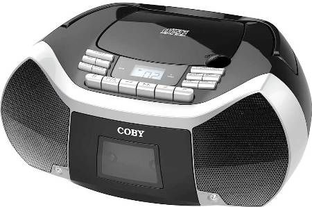 Coby CXCD-150-BLK Cassette Radio Player/ Recorder, Black, AM/FM stereo digital PLL tunning, 6 key auto stop cassette recorder, High contrast large LCD display, Reads CD-Readable-(CD-R) discs, High-output stereo speakers, Dimensions (HxLxW) 10.08