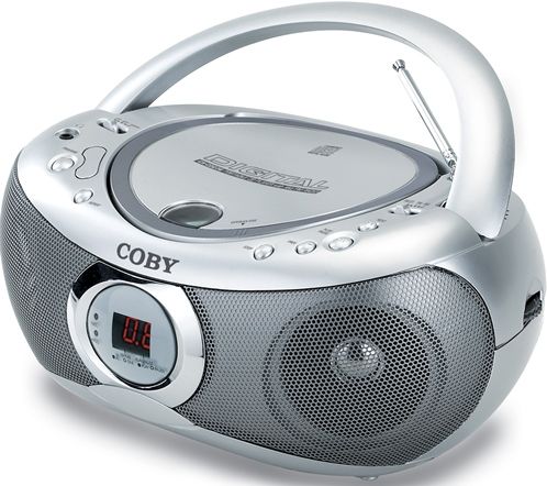 Coby CX-CD236 Boombox, Stereo Sound Output Mode, CD - Response Bandwidth - 100 - 16000 Hz Audio Specifications, LED Built-in Display, 2 x right/left channel speaker - built-in - 1.2 Watt Speakers, AM/FM Radio, FM: 88 - 108 MHz, AM: 530 - 1710 kHz Tuner Frequency Range, Built-in AM / telescopic FM Antenna Form Factor, CD player CD System , Top-load CD System Media Load Type, Alternative to CX-CD230 CXCD230, UPC 716829122365 (CXCD236 CX-CD236 CX CD236)