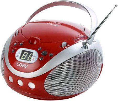 Coby CX-CD241RED Portable CD Player with AM/FM Stereo Tuner, Red, Programmable track memory, Full-range speaker system, Telescopic FM antenna, Requires 6 x 