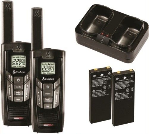 Cobra CXR925 MicroTalk GMRS/FRS 2-Way Radio, Up too 35 Mile Range, Rewind-Say-Again Digital Voice Recorder, Selectable Power Output, NOAA Weather and Emergency Radio, VibrAlert - Patented Silent Vibration Alerts, 10 Channel Memory, Battery Saver Circuitry, Scan Feature, Key Lock, 10 Call Tones, Roger Beep Tone (selectable), UPC 028377909016 (CXR-925 CXR 925 CX-R925)