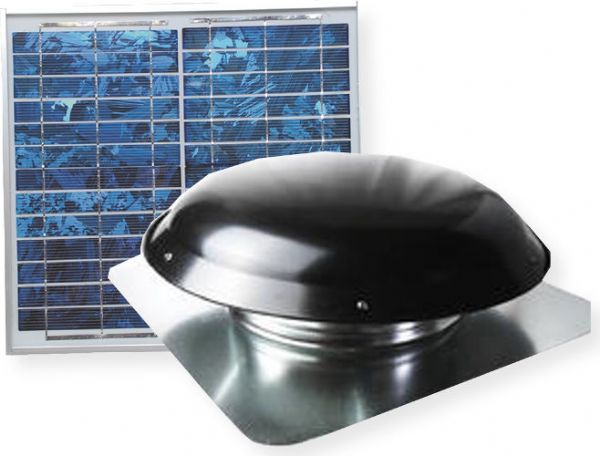 Ventamatic Cool Attic CXSOLRFBLKUPS Solar Roof Mount Ventilator with Unattached Solar Panel, Black Finish; 18 volt, thermally protected DC motor; Provides ventilation sufficient for a 1550 square ft attic; 13