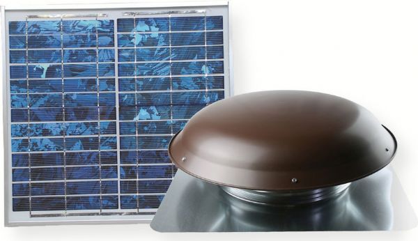  Ventamatic Cool Attic CXSOLRFBRNUPS Solar Roof Mount Ventilator with Unattached Solar Panel, Brown Finish; 18 volt, thermally protected DC motor; Provides ventilation sufficient for a 1550 square ft attic; 13