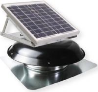 Ventamatic Cool Attic CXSOLRFDMBLKUPS Solar Panel Mounted on Dome, Black Finish; Made of heavy-duty galvanized steel; 13" high efficiency fan blades; 18 volt, thermally protected DC motors; Provide up to 1000 CFM (sufficient for a 1550 square ft attic); Expanded steel mesh grille to protect against birds and rodents; UPC 047242960235 (CXSOLRFDMBLKUPS CXSOLRFDMBLK CXSOLRFDM BLKUPS VENTAMATICCXSOLRFDMBLK VENTAMATIC-CXSOLRFDM-BLKUPS COOLATTIC) 