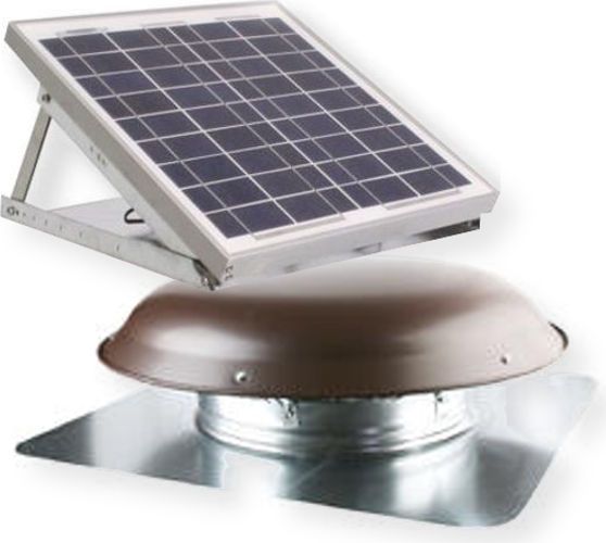 Ventamatic Cool Attic CXSOLRFDMBRNUPS Solar Panel Mounted on Dome, Brown Finish; Made of heavy-duty galvanized steel; 13