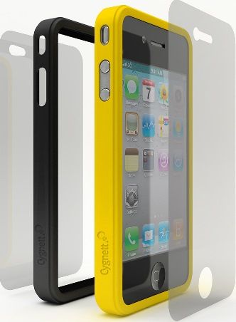 Cygnett CY0110CPSND Yellow and Black Snaps Duo Silicon Frame for iPhone 4, 360-degree protection, Silicon frame protects edges, Back and front protectors guard iPhone surfaces, Go conservative with black or express yourself with color, Simple modern design, Snap on a new frame for an instant change of scene, Access to all ports, controls and connectors, UPC 879144005307 (CY0110-CPSND CY0110 CPSND CY-0110CPSND CY 0110CPSND)