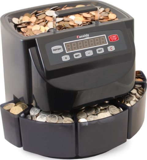 Cassida C200 CAD Electronic Coin Sorter/Counter For Canadian coins, 300 coins/min Counting speed, 1, 5, 10, 25, $1 Countable coins, 2000 coins dimes Hopper capacity, 900 coins dimes Coin drawer capacity, Counting, adding and batching modes Operating modes, Separate for each denomination Batching type, Preset or 0500 Batching range, Replaces C100 (C200CAD C200-CAD C200 CAD CASSIDAC200CAD CASSIDA-C200CAD CASSIDA C200CAD)