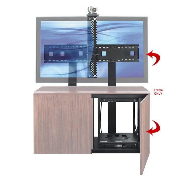 AVTEQ Credenza2-FRAME Multimedia Conference Room Decor, Frame Skeleton Only, Comes with accompanying CAD drawings for customers to match existing millwork, Accommodation for two flat panel screens up to 52