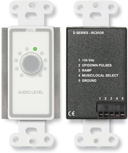 Radio Design Labs D-RCX10R Remote Volume Control for RCX-5C, Mounts in individual room to control audio level, Ideal for systems not using a music source, Optical rotary encoder with LED readout for setting audio level, One or two RCX 10R units may be connected in the same room, Dimensions: 4.1 x 1.3 x 0.9