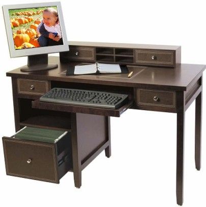 Innovex D0L05VES model L05 Desk Computer, Leather Trim / Espresso, Particle board, Wood veneer, A small storage hutch, A wide keyboard tray to accommodate even the largest of keyboards, Two utility storage drawers for storing all of your desktop items away, Large file drawer (D0L05VES D0L-05VES D0L 05VES L-05 L 05 L05 Leda LedaDesk)