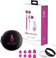 MEElectronics D1PPK Universe In-Ear Headphones with Mic & Remote, Pink; 9mm neodymium drivers; Inspired by and designed for Electronic Dance Music; Tuned for EDM with enhanced bass, spacious sound, and excellent dynamics; Inline microphone & remote; Noise-isolating in-ear fit with angled nozzle; UPC 736211206664 (D1P-PK D1P PK D1-P-PK) 