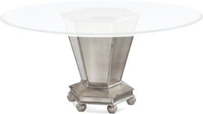Bassett Mirror D2055-700EC Model D2055-700 Hollywood Glam Reflections Dining Table Base ONLY, Antique Cream Finish, Dimensions 29