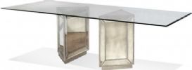 Bassett Mirror D2624-600-909EC Model D2624-600-909 Hollywood Glam Murano Rectangular Dining Table, Antiqued picture-framed mirrored surfaces and heavy glass top will impress your guests without a doubt, Put this on display in your home – it really is a one-of-a-kind piece, Dimensions 96" x 44" x 30", Weight 316 pounds, UPC 036155311241 (D2624600909EC D2624600-909EC D2624-600909EC D2624-600-909-EC D2624600909) 