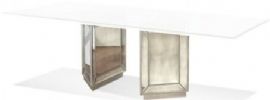 Bassett Mirror D2624-600EC Model D2624-600 Hollywood Glam Murano Dining Table Base ONLY, Antiqued picture-framed mirrored surfaces, Put this on display in your home – it really is a one-of-a-kind piece, Dimensions 20" x 30", Weight 123 pounds (D2624600EC D2624 600EC D2624-600-EC D2624600) 
