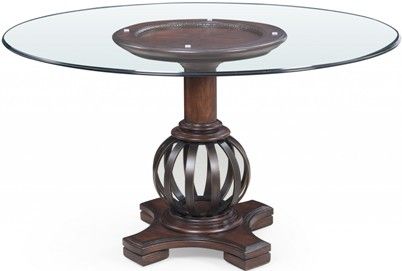 Bassett Mirror D2719-700-906EC Model D2719-700-906 Old World Grenadine Dining Round Table, Dark Tobacco and Burnished Bronze Finish, Dimensions 60