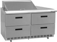 Delfield D4448N-8 Salad Prep Refrigerator with Four Drawers 48", 7.2 Amps, 60 Hertz, 1 Phase, 115 Voltage, 8 Pans - 1/6 Size Pan Capacity, Drawers Access, 16 cu. ft. Capacity, Bottom Mounted Compressor Location, Front Breathing Compressor Style, 1/5 HP Horsepower, 4 Number of Drawers, Air Cooled Refrigeration, Counter Height Style, Standard Top Type, 36 - 40 Degrees F Temperature Range, 48.13" W x 10" D Cutting Board, UPC 400010733446  (D4448N-8 D4448N 8 D4448N8) 