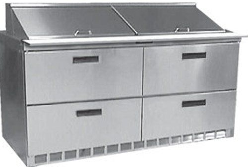 Delfield D4464N-24M Mega Top Sandwich / Salad Prep Refrigerator with 4 Drawers, 12 Amps, 60 Hertz, 1 Phase, 115 Voltage, 24 Pans - 1/6 Size Pan Capacity, Drawers Access, 21.6 cu. ft. Capacity, Bottom Mounted Compressor Location, Front Breathing Compressor Style, 1/2 HP Horsepower, 4 Number of Drawers, Air Cooled Refrigeration, Mega Top, UPC 400010734382 (D4464N-24M D4464N24M D4464N 24M) 