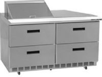 Delfield D4464N-8 Salad Prep Refrigerator with Four Drawers 64", 12 Amps, 60 Hertz, 1 Phase, 115 Voltage, 8 Pans - 1/6 Size Pan Capacity, Drawers Access, 21.6 cu. ft. Capacity, Bottom Mounted Compressor Location, Front Breathing Compressor Style, 1/2 HP Horsepower, 4 Number of Drawers, Air Cooled Refrigeration, Counter Height Style, Standard Top Type, 36 - 40 Degrees F Temperature Range, 64" W x 10" D Cutting Board, UPC 400010733644 (D4464N-8 D4464N 8 D4464N8) 