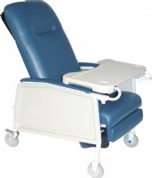 Drive Medical D574-BR Three Position Geri Chair Recliner, Blue Ridge, 19" Seat Depth, 19" Seat Width, 20" Width Between Arms, 9" Seat to Armrest Height, 21" Seat to Floor Height, 26" Armrest to Floor Height, Comfortable built-in headrest, Steel Primary Product Material, 250 lbs Product Weight Capacity, Moisture barrier on seat prevents seepage, Side panels "pop off" for easy cleaning and maintenance, UPC 822383114187 (D574BR D574 BR D574-BR) 