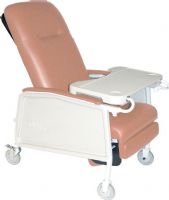 Drive Medical D574-R Three Position Geri Chair Recliner, Rose, 19" Seat Depth, 19" Seat Width, 20" Width Between Arms, 9" Seat to Armrest Height, 21" Seat to Floor Height, 26" Armrest to Floor Height, Comfortable built-in headrest, Steel Primary Product Material, 250 lbs Product Weight Capacity, Moisture barrier on seat prevents seepage, Side panels "pop off" for easy cleaning and maintenance, UPC 822383114200 (D574R D574-R D574 R) 