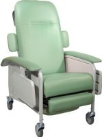 Drive Medical D577-J Clinical Care Geri Chair Recliner, Jade, 20" Seat Depth, 21.5" Seat Width, 22" Width Between Arms, 8" Seat to Armrest Height, 21.5" Seat to Floor Height, 26.5" Armrest to Floor Height, 250 lbs Product Weight Capacity, Comfortable built-in headrest, Large, blow-molded, side trays includes recess for cup, Side panels "pop-off" for easy cleaning and maintenance, Gas cylinder controls deep recline and Trendelenburg position, UPC 822383114224 (D577-J D577 J D577J) 