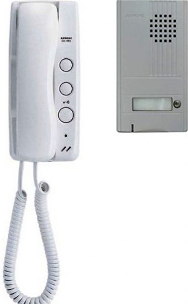 Aiphone DA-1AS Single-Tenant Two-Wire Door Entry System with Power Supply, DA-1DS 1-Call Audio Entrance Door Station for DA Series Two-Wire Door Entry System - Silver, DA-1MD Master Handset Station for the DA Series Two-Wire Door Entry System, PT-1211C 110VAC Input Plug-In Transformer for DA-1MD Master Station, UPC 790143529604(DA-1AS DA-1AS DA1AS)