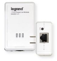 Legrand/OnQ DA2301-V1 Gigabit 1 Port Powerline Adapter; White; Pairs with DA2304-V1 to easily create a home network using existing power cables; Offers speeds of up to 500Mbps; UPC 804428066323 (DA2301V1 DA2301 V1 DA2301-V1 DA2301-V1-ADAPTER LEGRAND-DA2301-V1 ONQ-DA2301-V1) 