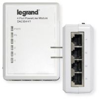 Legrand/OnQ DA2304-V1 Gigabit 4 Port Powerline Adapter; White; 4 Ports and pairs with DA2301-V1 to easily create a home network using existing power cables; Offers speeds of up to 500Mbps; UPC 804428066972 (DA2304V1 DA2304 V1 DA2304-V1 DA2304-V1-ADAPTER LEGRAND-DA2304-V1 ONQ-DA2304-V1) 
