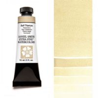 Daniel Smith 284600009 Extra Fine Watercolor 15ml Buff Titanium; These paints are a go to for many professional watercolorists, featuring stunning colors; Artists seeking a quality watercolor with a wide array of colors and effects; This line offers Lightfastness, color value, tinting strength, clarity, vibrancy, undertone, particle size, density, viscosity; Dimensions 0.76" x 1.17" x 3.29"; Weight 0.06 lbs; UPC 743162008643 (DANIELSMITH284600009 DANIELSMITH-284600009 WATERCOLOR) 
