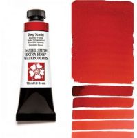 Daniel Smith 284600033 Extra Fine Watercolor 15ml Deep Scarlet; These paints are a go to for many professional watercolorists, featuring stunning colors; Artists seeking a quality watercolor with a wide array of colors and effects; This line offers Lightfastness, color value, tinting strength, clarity, vibrancy, undertone, particle size, density, viscosity; Dimensions 0.76" x 1.17" x 3.29"; Weight 0.06 lbs; UPC 743162008872 (DANIELSMITH284600033 DANIELSMITH-284600033 WATERCOLOR) 