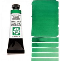 Daniel Smith 284600070 Extra Fine Watercolor 15ml Permanent Green; These paints are a go to for many professional watercolorists, featuring stunning colors; Artists seeking a quality watercolor with a wide array of colors and effects; This line offers Lightfastness, color value, tinting strength, clarity, vibrancy, undertone, particle size, density, viscosity; Dimensions 0.76" x 1.17" x 3.29"; Weight 0.06 lbs; UPC 743162009244 (DANIELSMITH284600070 DANIELSMITH-284600070 WATERCOLOR) 