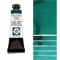 Daniel Smith 284600080 Extra Fine Watercolor 15ml Phthalo Turquoise; These paints are a go to for many professional watercolorists, featuring stunning colors; Artists seeking a quality watercolor with a wide array of colors and effects; This line offers Lightfastness, color value, tinting strength, clarity, vibrancy, undertone, particle size, density, viscosity; Dimensions 0.76" x 1.17" x 3.29"; Weight 0.06 lbs; UPC 743162009343 (DANIELSMITH284600080 DANIELSMITH-284600080 WATERCOLOR) 