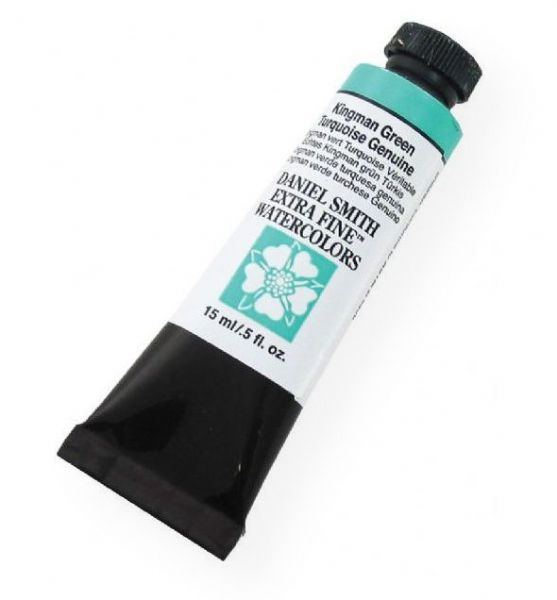 Daniel Smith 284600155 Extra Fine Watercolor 15ml Kingman Green Turquoise Genuine; Highly pigmented and finely ground watercolors made by hand in the USA; Extra fine watercolors produce clean washes, even layers, and also possess superior lightfastness properties; UPC 743162020683 (DANIELSMITH284600155 DANIELSMITH-284600155 PAINTING)
