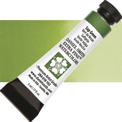 Daniel Smith 284610102 Extra Fine, Watercolor 5ml Sap Green; Highly pigmented and finely ground watercolors made by hand in the USA; Extra fine watercolors produce clean washes, even layers, and also possess superior lightfastness properties; UPC 743162032402 (DANIELSMITH284610102 DANIEL SMITH 284610102 ALVIN WATERCOLOR SAP GREEN)