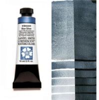Daniel Smith 284640014 Extra Fine Watercolor 15ml Iridescent Blue Silver; These paints are a go to for many professional watercolorists, featuring stunning colors; Artists seeking a quality watercolor with a wide array of colors and effects; This line offers Lightfastness, color value, tinting strength, clarity, vibrancy, undertone, particle size, density, viscosity; Dimensions 0.76" x 1.17" x 3.29"; Weight 0.06 lbs; UPC 743162010042 (DANIELSMITH284640014 DANIELSMITH-284640014 WATERCOLOR) 