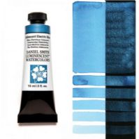 Daniel Smith 284640027 Extra Fine Watercolor 15ml Iridescent Electric Blue; These paints are a go to for many professional watercolorists, featuring stunning colors; Artists seeking a quality watercolor with a wide array of colors and effects; This line offers Lightfastness, color value, tinting strength, clarity, vibrancy, undertone, particle size, density, viscosity; Dimensions 0.76" x 1.17" x 3.29"; Weight 0.06 lbs; UPC 743162010172 (DANIELSMITH284640027 DANIELSMITH-284640027 WATERCOLOR) 