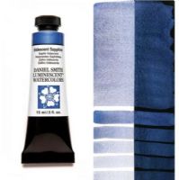 Daniel Smith 284640033 Extra Fine Watercolor 15ml Iridescent Sapphire; These paints are a go to for many professional watercolorists, featuring stunning colors; Artists seeking a quality watercolor with a wide array of colors and effects; This line offers Lightfastness, color value, tinting strength, clarity, vibrancy, undertone, particle size, density, viscosity; Dimensions 0.76" x 1.17" x 3.29"; Weight 0.06 lbs; UPC 743162014248 (DANIELSMITH284640033 DANIELSMITH-284640033 WATERCOLOR) 