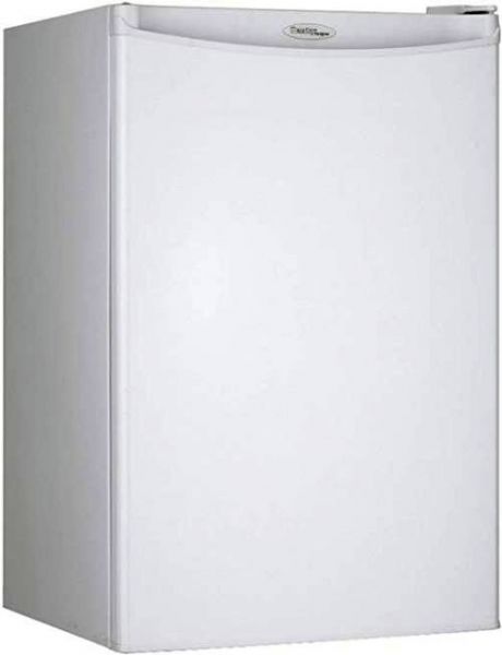 Danby DAR044A4WDD Designer Series Compact Refrigerator, 4.4 cu. ft. Total Capacity, Interior light, Automatic defrost, Energy Star compliant, Mechanical thermostat, Integrated door handle, Reversible door hinge, Smooth back design, CanStor beverage dispensing system, Environmentally friendly R600A refrigerant, Integrated door shelving with tall bottle storage, White Finish, UPC 067638999373 (DAR044A4WDD DAR-044A4-WDD DAR 044A4 WDD) 
