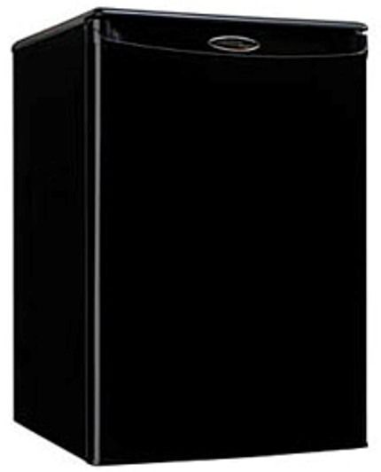 Danby DAR259BL Compact All Refrigerator with Auto-Cycle Defrost, CanStor Beverage Dispenser & Reversible Doors, 2.5 cu. ft capacity, Automatic defrost, Generation II CanStor, Reversible door hinge, 2 1/2 removable shelves, Scratch resistant worktop, Smooth back design, 2 L/Gallon Storage, Black Color (DAR-259BL DAR 259BL) 