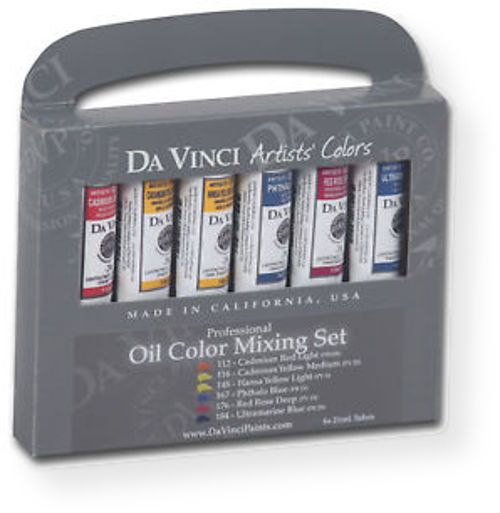 Da Vinci DAV1121 Artists Oil Color Paint Warm and Cool 6 Color Set; 21 ml tubes in 6 assorted colors; All permanent with the highest resistance to fading; This collection of professional oil colors is formulated with the finest raw materials from around the world and is the only brand made using 100% ASTM pigments; UPC 643822011214 (DAV1121 DAV-1121 ARTISTS-DAV1121 DAVINCI1121 DAVINCI-1121 DA-VINCI-1121)