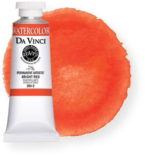 Da Vinci DAV204-2 Artists Watercolor Paint 37ml Bright Red; All Da Vinci watercolors have been reformulated with improved rewetting properties and are now the most pigmented watercolor in the world; Expect high tinting strength, maximum light fastness, very vibrant colors, and an unbelievable value; UPC 643822204234 (DAV204-2 DAV2042 WATERCOLOR-DAV204-2 DAVINCIDAV204-2 DAVINCI-DAV204-2 DAVINCI-DAV2042 ALVIN)