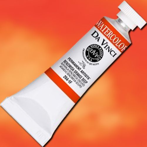 Da Vinci DAV204-1F Artists', Watercolor Paint 15ml Benzimida Orange Deep; All Da Vinci watercolors have been reformulated with improved rewetting properties and are now the most pigmented watercolor in the world; Expect high tinting strength, maximum light-fastness, very vibrant colors, and an unbelievable value;  UPC 643822204111 (DAVINCI DAV204-1F DAV2041F DA VINCI ALVIN BENZIMIDA ORANGE DEEP)