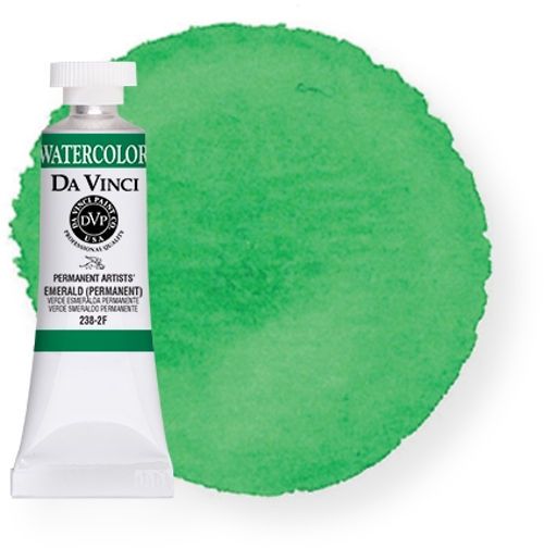 Da Vinci DAV238-2 Artists Watercolor Paint 37ml Emerald; All Da Vinci watercolors have been reformulated with improved rewetting properties and are now the most pigmented watercolor in the world; Expect high tinting strength, maximum light fastness, very vibrant colors, and an unbelievable value; UPC 643822238239 (DAV238-2 DAV2382 WATERCOLOR-DAV238-2 DAVINCIDAV238-2 DAVINCI-DAV238-2 DAVINCI-DAV2382 ALVIN)