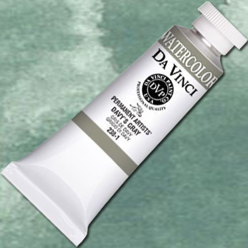 Da Vinci DAV238-1 Artists', Watercolor Paint 37ml Davey's Gray; All Da Vinci watercolors have been reformulated with improved rewetting properties and are now the most pigmented watercolor in the world; Expect high tinting strength, maximum light-fastness, very vibrant colors, and an unbelievable value;  UPC 643822238130 (DAVINCI DAV238-1 DAV2381 DA VINCI ALVIN DAVEYS GRAY)