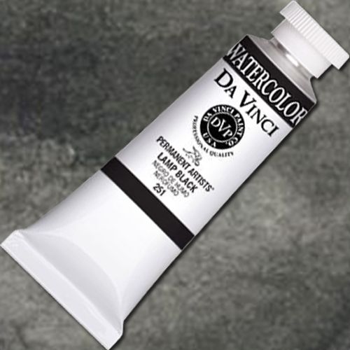 Da Vinci DAV251 Artists', Watercolor Paint 37ml Lamp Black; All Da Vinci watercolors have been reformulated with improved rewetting properties and are now the most pigmented watercolor in the world; Expect high tinting strength, maximum light-fastness, very vibrant colors, and an unbelievable value;  UPC 643822251375 (DAVINCI DAV251 DA VINCI ALVIN LAMP BLACK ALVIN)