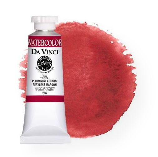 Da Vinci DAV266 Artists' Watercolor Paint 37ml Perylene Maroon; All Da Vinci watercolors have been reformulated with improved rewetting properties and are now the most pigmented watercolor in the world; Expect high tinting strength, maximum light-fastness, very vibrant colors, and an unbelievable value; Transparency rating: T=transparent, ST=semitransparent, O=opaque, SO=semi-opaque; Sold per unit; Shipping Weight 0.40 lb; Shipping Dimensions 4.30 x 3.50 x 1.10 inches; UPC 643822266379 (DAVINCID