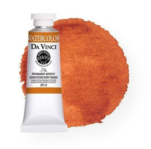 Da Vinci DAV271-2 Artists' Watercolor Paint 37ml Quinacridone Burnt Orange; All Da Vinci watercolors have been reformulated with improved rewetting properties and are now the most pigmented watercolor in the world; Expect high tinting strength, maximum light-fastness, very vibrant colors, and an unbelievable value; Transparency rating: T=transparent, ST=semitransparent, O=opaque, SO=semi-opaque; Sold per unit; UPC 643822271236 (DAV2712 DA-VINCI-271-2 DAVINCI2712 PAINTING)