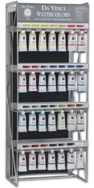 Da Vinci 3-28D Watercolor Paint Top Display; (56) 37ml tubes, 2 each of 28 colors; All Da Vinci watercolors have been reformulated with improved rewetting properties and are now the most pigmented watercolor in the world (DAVINCIDAV328D DAVINCI DAV328D DA VINCI DAV3 28D DAVINCI-DAV328D DA-VINCI DAV3-28D)
