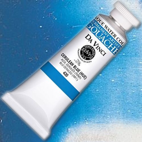 Da Vinci 430 Professional Gouache, 430 Cerulean Blue, 37 ml; Da Vinci's artists' quality opaque watercolors are specially formulated for designers and professionals; Permanent, non-toxic pigments are carefully dispersed in a natural gum to create brilliant colors; Conforms to ASTM D-5724; Dimensions 4